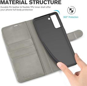 img 1 attached to TUCCH Case Wallet for Galaxy S21+ Plus 5G: Magnetic Stand, RFID Blocking, Card Slots, Grey