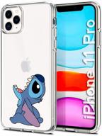 🧵 litech cute stitch case | protective clear funny cartoon flexfit case for apple iphone 11 pro (2019). boost your iphone 11 pro's aesthetic with creative artistic design! logo