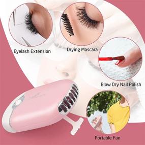 img 1 attached to 👁️ MISMXC Eyelash Fan: Rechargeable Mini Handheld Lash Dryer with Built-in Sponge – Ideal for Eyelash Extension Application