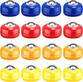 img 4 attached to 16-Piece Mini Shuffleboard Replacement Pucks Set - Tabletop Equipment with Rollers - Shuffleboard Curling Accessories