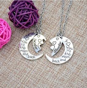 img 1 attached to I Love You to the Moon and Back Mother Daughter 🌙 Moon Love Heart Necklace Pendant Set, Perfect Holiday Gifts for Mom and Daughter