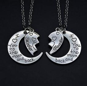 img 3 attached to I Love You to the Moon and Back Mother Daughter 🌙 Moon Love Heart Necklace Pendant Set, Perfect Holiday Gifts for Mom and Daughter