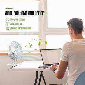 img 3 attached to 🌬️ BEYOND BREEZE Clip Fan - 2 Pack, Two Quiet Speeds, Strong Grip Clamp, Adjustable Tilt - Ideal for Home, Office, Dorm - 6 Inch, White