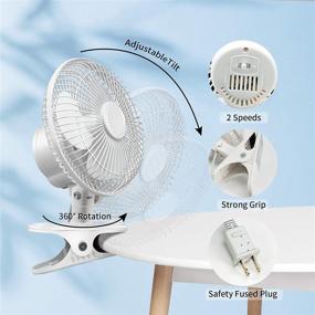 img 2 attached to 🌬️ BEYOND BREEZE Clip Fan - 2 Pack, Two Quiet Speeds, Strong Grip Clamp, Adjustable Tilt - Ideal for Home, Office, Dorm - 6 Inch, White