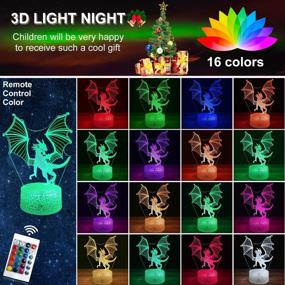 img 1 attached to 🐉 JMLLYCO Dragon Toys for Boys Dragon Night Light - 16-COLOR Remote Control Optical Illusion Bedside Lamps – Perfect Christmas & Birthday Gifts for Boys 4-9+ Years Old