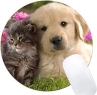 🐾 proever круглая коврик для мыши - милые животные, котенок, собака с рисунком и противоскользящей резиновой основой | украшение для офисного стола и аксессуары для компьютера и ноутбука логотип
