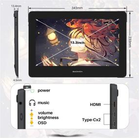img 1 attached to 🖥️ GAOMON PD1320 13.3 Inches Tilt-Support Graphics Drawing Tablet - 86% NTSC Full-Laminated IPS Screen Pen Display, Gray