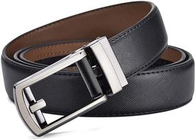 img 2 attached to 👔 Premium Leather Ratchet Sliding Buckle Adjustable Belts for Men: The Perfect Accessories for Style and Comfort