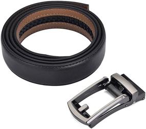 img 1 attached to 👔 Premium Leather Ratchet Sliding Buckle Adjustable Belts for Men: The Perfect Accessories for Style and Comfort