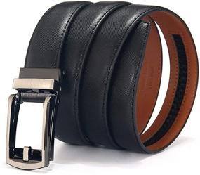 img 3 attached to 👔 Premium Leather Ratchet Sliding Buckle Adjustable Belts for Men: The Perfect Accessories for Style and Comfort