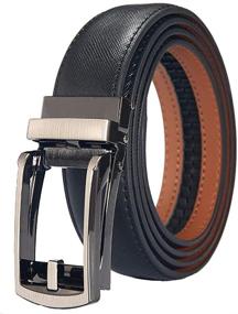 img 4 attached to 👔 Premium Leather Ratchet Sliding Buckle Adjustable Belts for Men: The Perfect Accessories for Style and Comfort