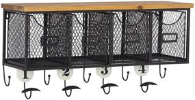 img 4 attached to Brown and Black Linon 4-Basket Wall Organizer - 23.5" L x 7.25" W x 12.4" H