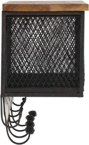 img 2 attached to Brown and Black Linon 4-Basket Wall Organizer - 23.5" L x 7.25" W x 12.4" H