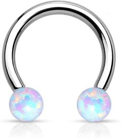 img 4 attached to 💎 Eye-Catching Forbidden Body Jewelry: Stunning 16g 8mm Surgical Steel Internally Threaded Opalite Horseshoe Ring