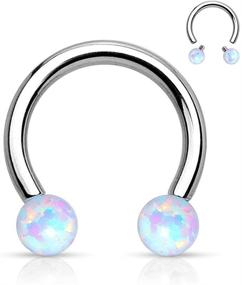 img 3 attached to 💎 Eye-Catching Forbidden Body Jewelry: Stunning 16g 8mm Surgical Steel Internally Threaded Opalite Horseshoe Ring