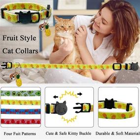 img 3 attached to IVIA PET Breakaway Cat Collar with Bell: Safety Adjustable, Cute Fruit Patterns for Kitten Cat & Small Dog Pets (4 Pack)