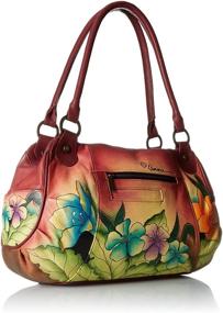 img 3 attached to 👜 Anna by Anuschka Women's Genuine Leather Ruched Hobo Shoulder Bag featuring Original Artwork