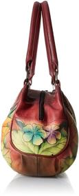 img 2 attached to 👜 Anna by Anuschka Women's Genuine Leather Ruched Hobo Shoulder Bag featuring Original Artwork