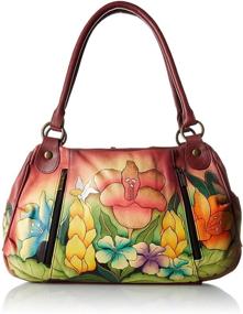 img 4 attached to 👜 Anna by Anuschka Women's Genuine Leather Ruched Hobo Shoulder Bag featuring Original Artwork