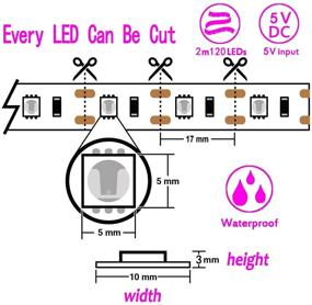 img 2 attached to 🌈 Pink LED Strip Light: Waterproof, USB/Battery Powered, 200cm Length - Enhance Your Ambience with 120 Units SMD5050 LEDs