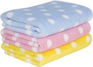 🐾 tamu style puppy blankets for small dogs and cats - soft dog blanket for crate, couch, car, and bed (3pack in pink, blue, and yellow, 27½ inch x 19½ inch) logo