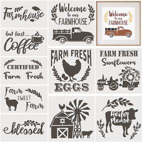 img 4 attached to 🏡 Farmhouse Stencils – 10 Reusable Stencils for Scrapbooking, Drawing, and DIY Decor, 2 Sizes and 10 Patterns Available