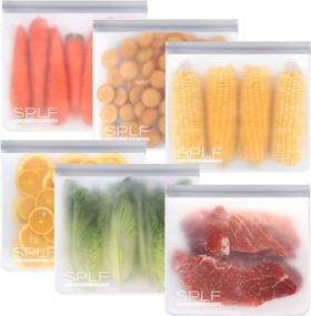 img 4 attached to SPLF 6 Pack BPA FREE Reusable Gallon Freezer Bags: Leakproof Silicone & Plastic Free Bags for Meats, Cereal, Sandwich, Snacks, Travel & Home Organization