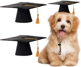 img 4 attached to 🎓 Pet Graduation Caps: Adorable Small Dog Graduation Hats with Yellow Tassel - Holiday Costume Accessory for Dogs & Cats (2 Pieces)