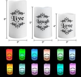 img 3 attached to 🕯️ DRomance Flameless LED Color Changing Candles with Remote and Timer, Live Love Laugh Decals Real Wax Pillar Candles for Halloween Christmas Indoor Decor - Set of 3 (3 x 4, 5, 6 inches)