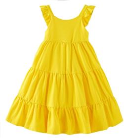 img 3 attached to 🌞 Vieille Summer Yellow Mustard Sundress: Stylish Girls' Clothing and Dresses to Beat the Heat!