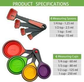 img 2 attached to HINMAY Collapsible Silicone Measuring 8 Piece