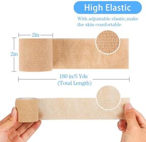 img 3 attached to 💪 Premium Skin-Coloured Athletic Tape - 12 Pack Self Adherent Cohesive Wrap Bandages, First Aid Tape, Elastic Self Adhesive Tape for Sports & Wrist Support