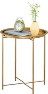 modern gold metal tray end table - 17.7 inch round bedside & sofa side table for indoor & outdoor use, sturdy frame with metal tabletop by homefort logo