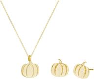 🎃 stylish pumpkin pendant set: 2pcs necklace earrings for women & girls, perfect for thanksgiving fashion logo