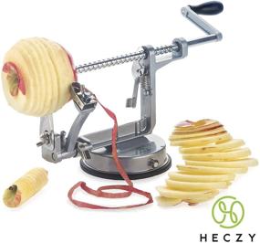 img 1 attached to 🍎 Heczy Adjustable Apple Peeler and Corer – Spiralizer Apple Peeler Corer Slicer with Vegetable Compatibility – Easy to Use with Sturdy Suction Base – Complete with Instruction Manual