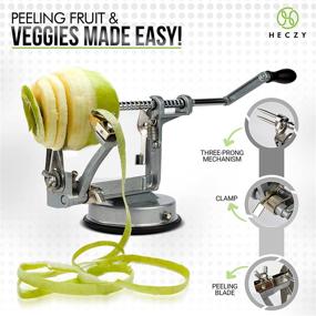 img 2 attached to 🍎 Heczy Adjustable Apple Peeler and Corer – Spiralizer Apple Peeler Corer Slicer with Vegetable Compatibility – Easy to Use with Sturdy Suction Base – Complete with Instruction Manual