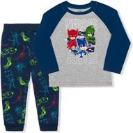 boys' pj masks jogger set: long sleeve raglan tee and jog pants for kids and toddlers logo