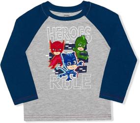 img 3 attached to Boys' PJ Masks Jogger Set: Long Sleeve Raglan Tee and Jog Pants for Kids and Toddlers