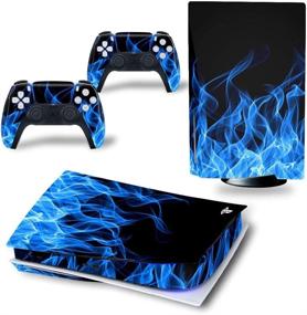 img 1 attached to 🎮 Playstation 5 Console and Controllers Full Body Vinyl Cover - PS5 Skin Stickers Decal (Disk Edition, Blue Fire)