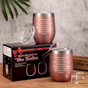 img 1 attached to 🎁 2 Pack Sister Gifts from Sister, Brother - Christmas & Birthday Gifts for Sisters - Unique I Walk Through Fire for You Sister 12 oz Wine Tumbler with Gift Box