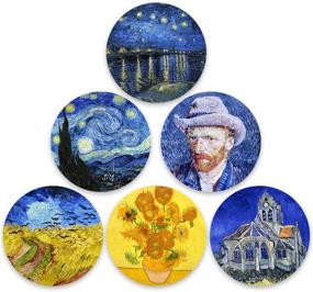 img 1 attached to Ceramic Van Gogh Art Coasters Set: 6 Famous Paintings for Drinks - WOWDING Unique Housewarming Gifts