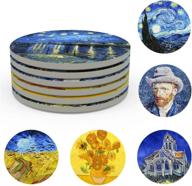 ceramic van gogh art coasters set: 6 famous paintings for drinks - wowding unique housewarming gifts logo