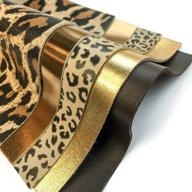 натуральные листы кожи для ремесел и изготовления сережек: леопардовый принт 5x5 дюймов - набор из 5 штук подлинной коричневой кожи, включающий 2 вида золотой металлизированной кожи. логотип