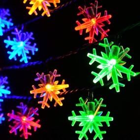 img 3 attached to 🌲 Huacenmy Outdoor Solar Snowflake Christmas Lights: Multicolor 50 LED 8 Modes Fairy String Lights for Tree, Roof, Window, Backyard, Porch, and Party Decor