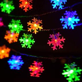 img 2 attached to 🌲 Huacenmy Outdoor Solar Snowflake Christmas Lights: Multicolor 50 LED 8 Modes Fairy String Lights for Tree, Roof, Window, Backyard, Porch, and Party Decor