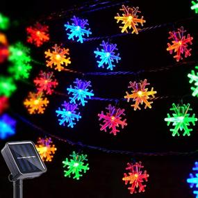 img 4 attached to 🌲 Huacenmy Outdoor Solar Snowflake Christmas Lights: Multicolor 50 LED 8 Modes Fairy String Lights for Tree, Roof, Window, Backyard, Porch, and Party Decor