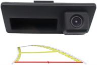 enhanced vehicle backup camera with intelligent trajectory moving guide line for audi a4l a5 a3 q3 q5 rs6, vw passat tiguan jetta sharan touareg lavida skoda: car rear view trunk handle camera logo