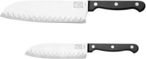 img 2 attached to 🔪 Профессиональный набор из двух ножей Partoku/Santoku Chicago Cutlery из нержавеющей стали - незаменимые инструменты для точного резания и универсального приготовления пищи, черного цвета.