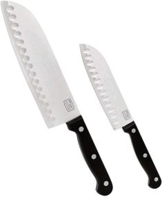 img 1 attached to 🔪 Профессиональный набор из двух ножей Partoku/Santoku Chicago Cutlery из нержавеющей стали - незаменимые инструменты для точного резания и универсального приготовления пищи, черного цвета.