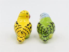 img 2 attached to 🐦 Vibrant Ceramic Salt and Pepper Shakers - Appletree 2-1/8-Inch Yellow and Green Parakeet Design